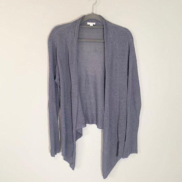 J. Jill purejill linen blend long sleeve waterfall cross open front cardigan - Picture 1 of 11